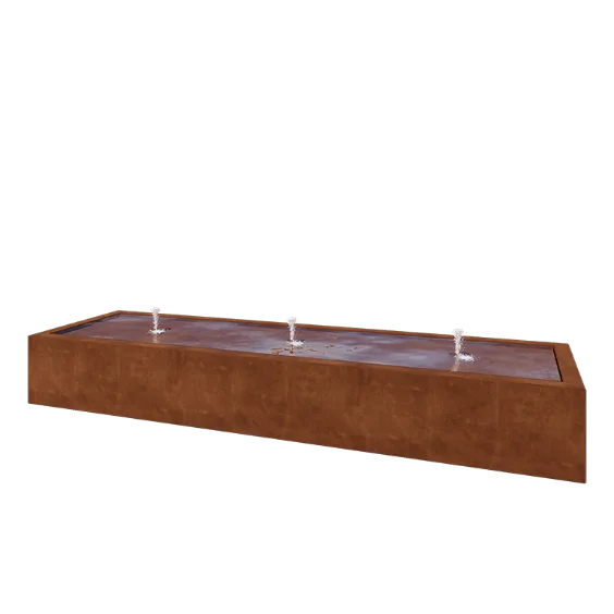 Corten steel Water table - Lyra - 300 x 80 x 40 cm - Without LED lights