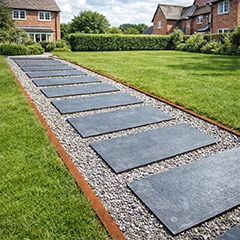 Corten steel U-profile edging for a neat finish on edging and borders